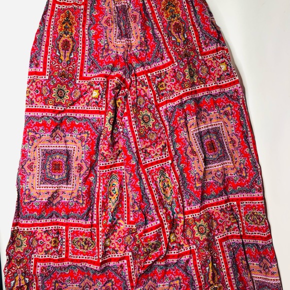 VTG 70s Handmade & OOAK Women’s Wide Leg Super Flare Culottes Pants Red Paisley - Picture 13 of 15